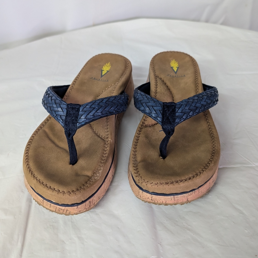 Volatile Blue Platform Wedge Sandals Women's 8